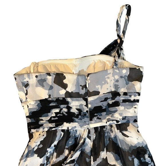 BCBG 100% Silk Shell Camo One Shoulder Evening Prom Full Length Dress, Size 0 - Picture 9 of 11